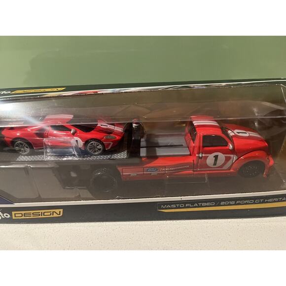 Maisto Design Flatbed 2018 Ford Gt Heritage Edition 1:64 Scale Free Shipping - Picture 2 of 5